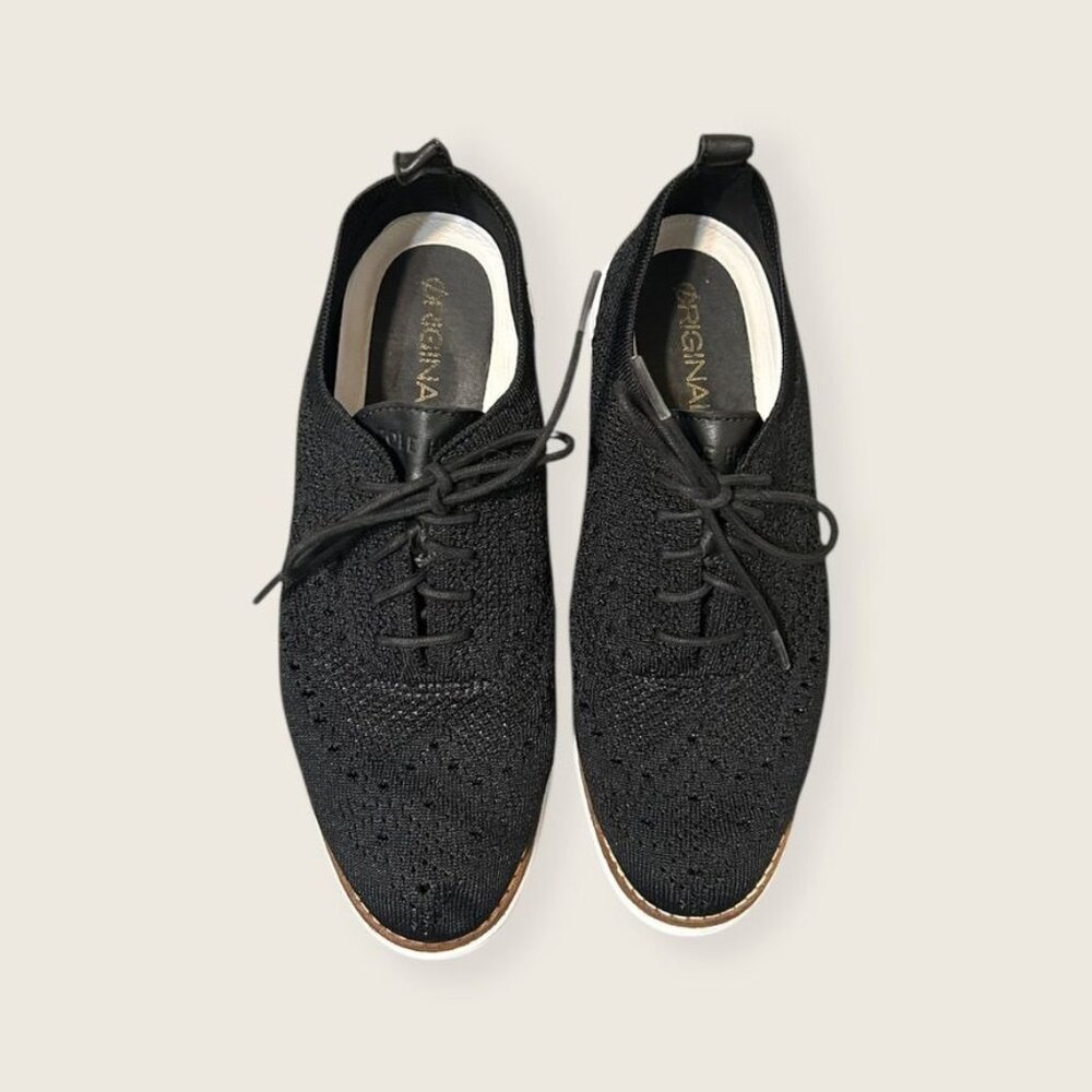 Cole Haan ZERØGRAND Knit Wingtip Oxfords 7 Black Work Preppy Travel Casual EUC